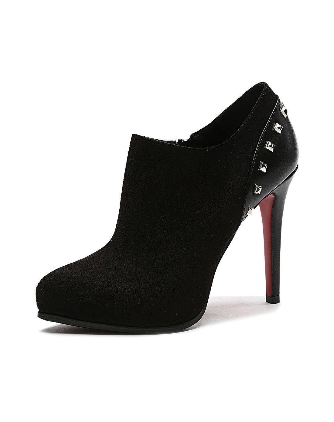 黑色磨砂时尚细高跟女士深口单鞋