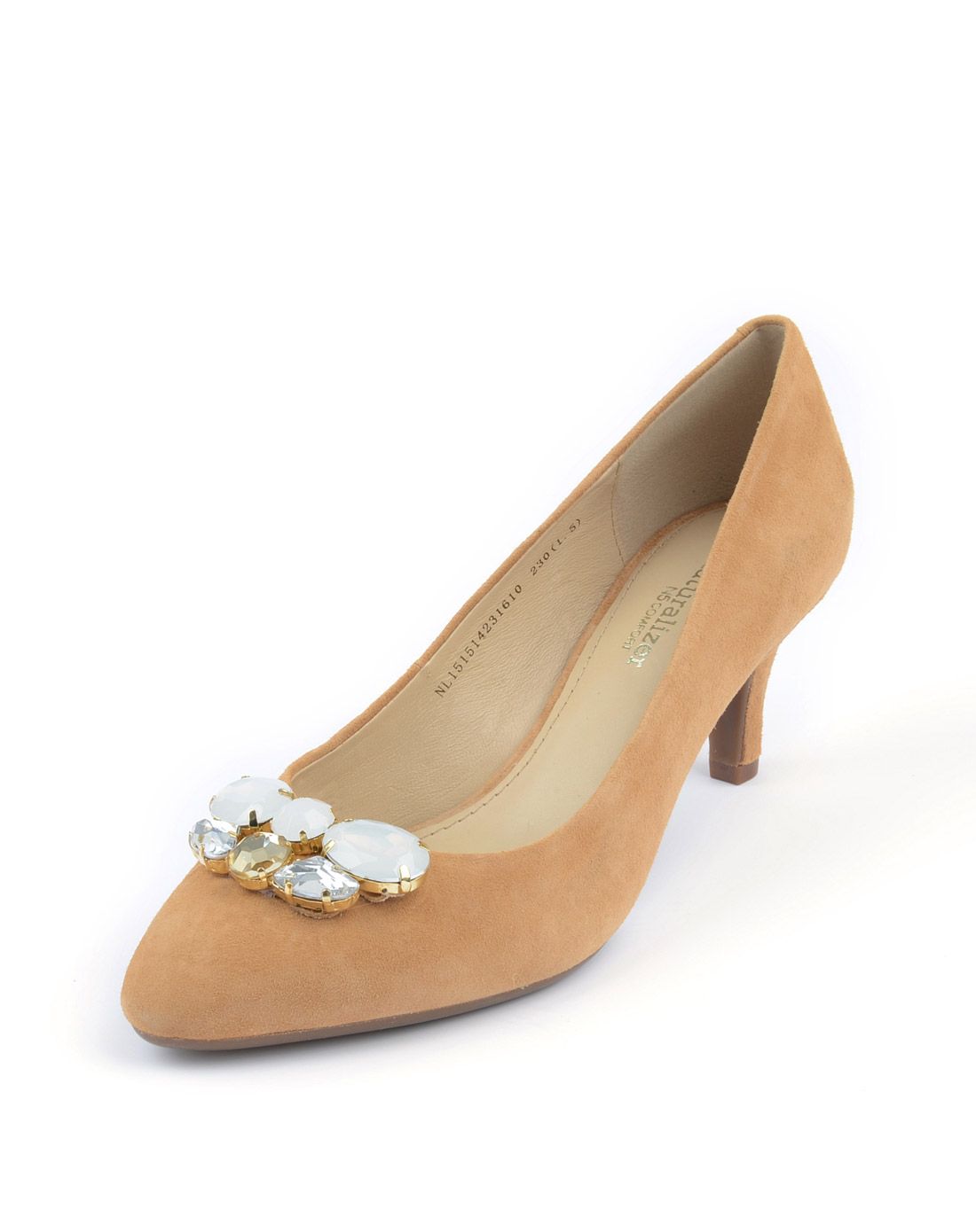 娜然naturalizer女鞋专场 娜然naturalizer驼色羊绒闪亮钻石钉珠尖头
