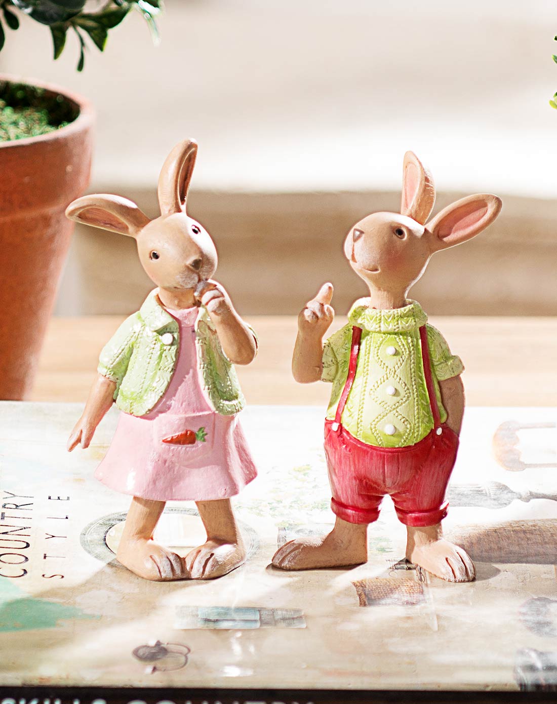 家居装饰品 情侣兔站立1对