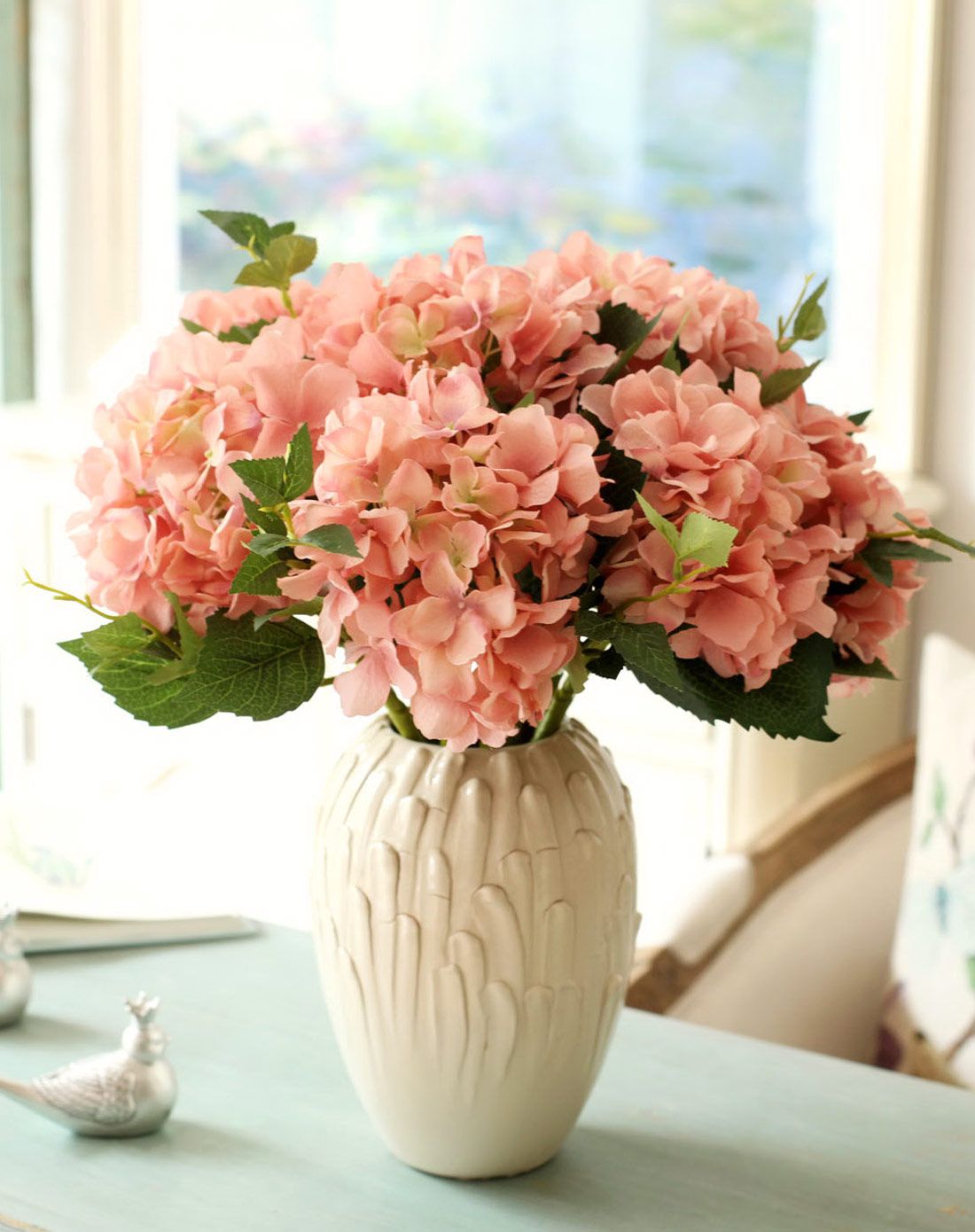 唯美绣球仿真花 裂纹瓷陶瓷花瓶套装