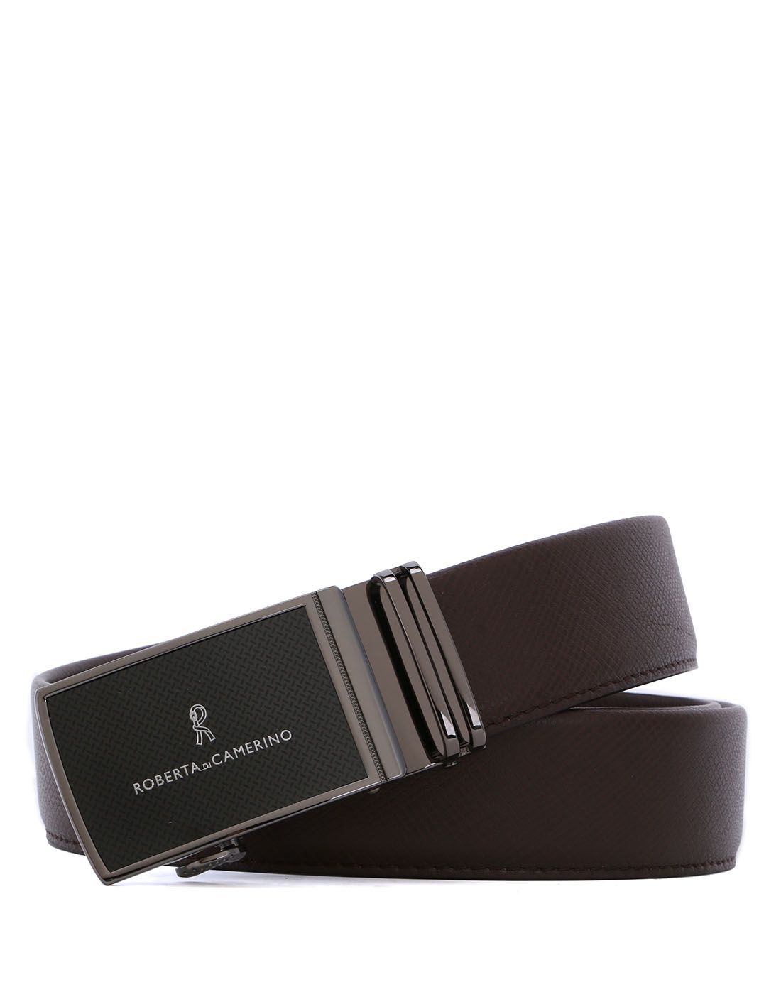 诺贝达roberta di camerino咖啡色头层牛皮自动扣皮带15.