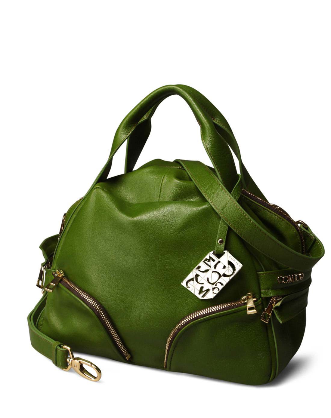 高美高comico女款绿色潮流个性拉链装饰手提包c4893c4893001v13100000