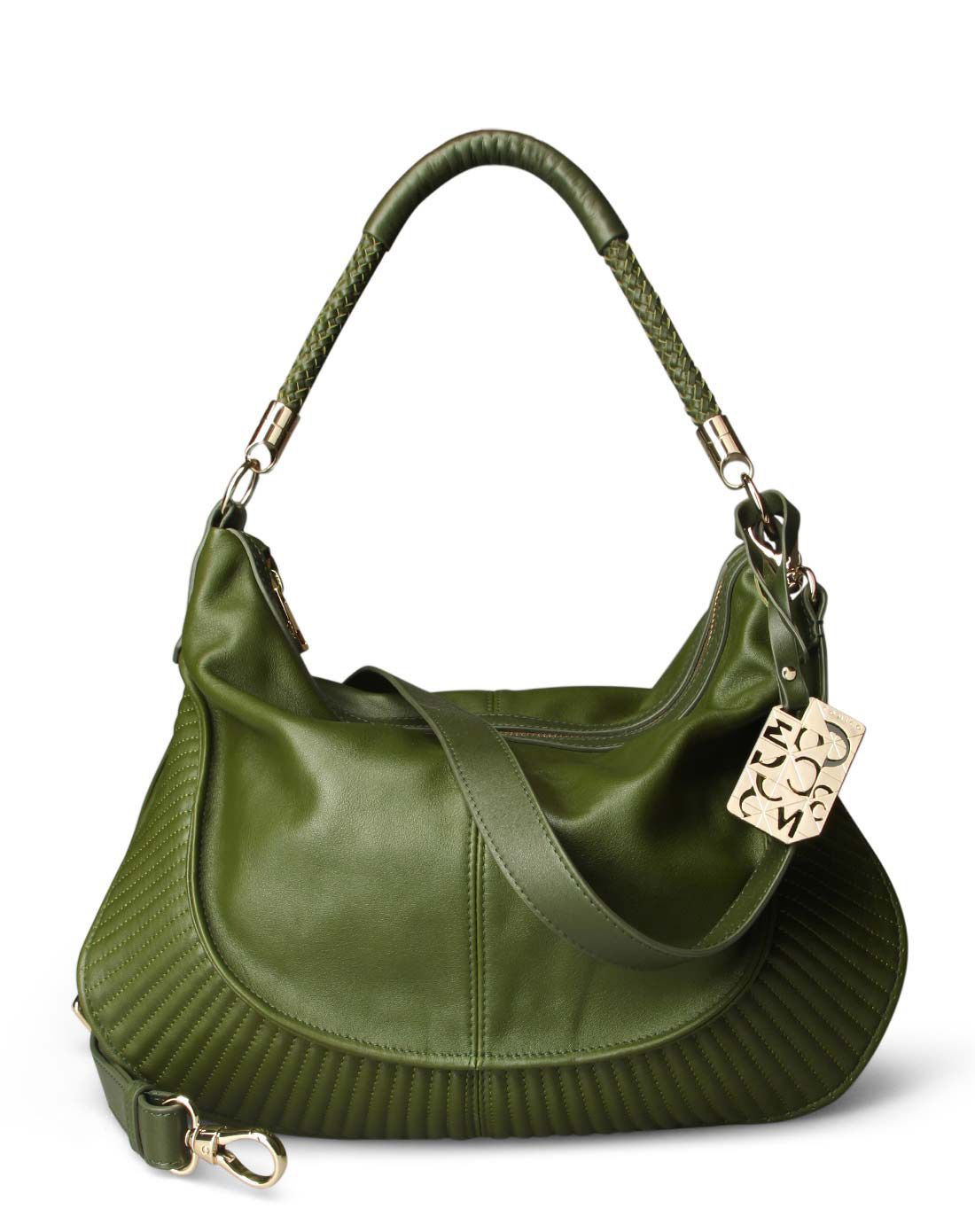 女款深橄榄绿色复古时尚马鞍包单肩手提斜挎包c4900