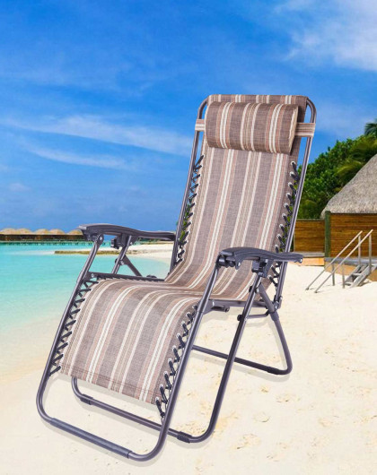 时尚豪华沙滩椅棕色条纹