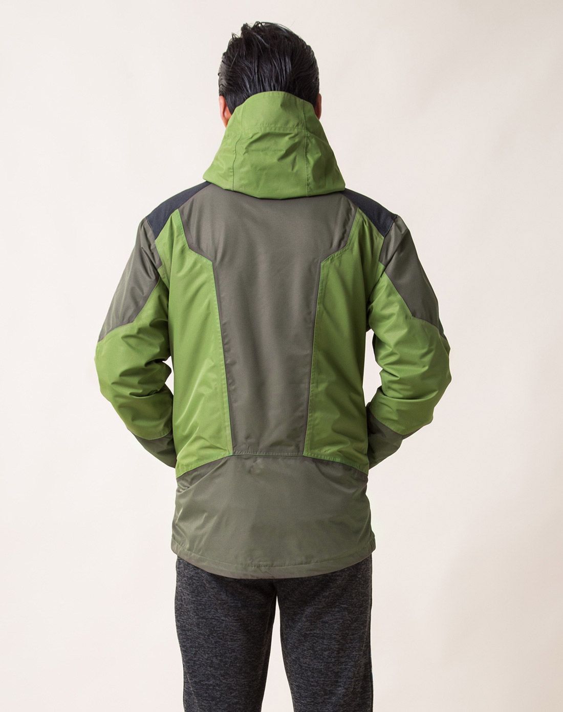 男士橄榄绿配棕褐冲锋衣 两件套防水防风