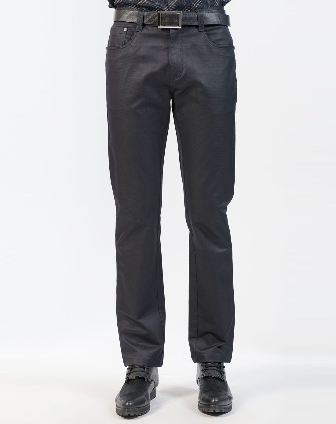 黑色舒适抗皱棉质商务休闲裤