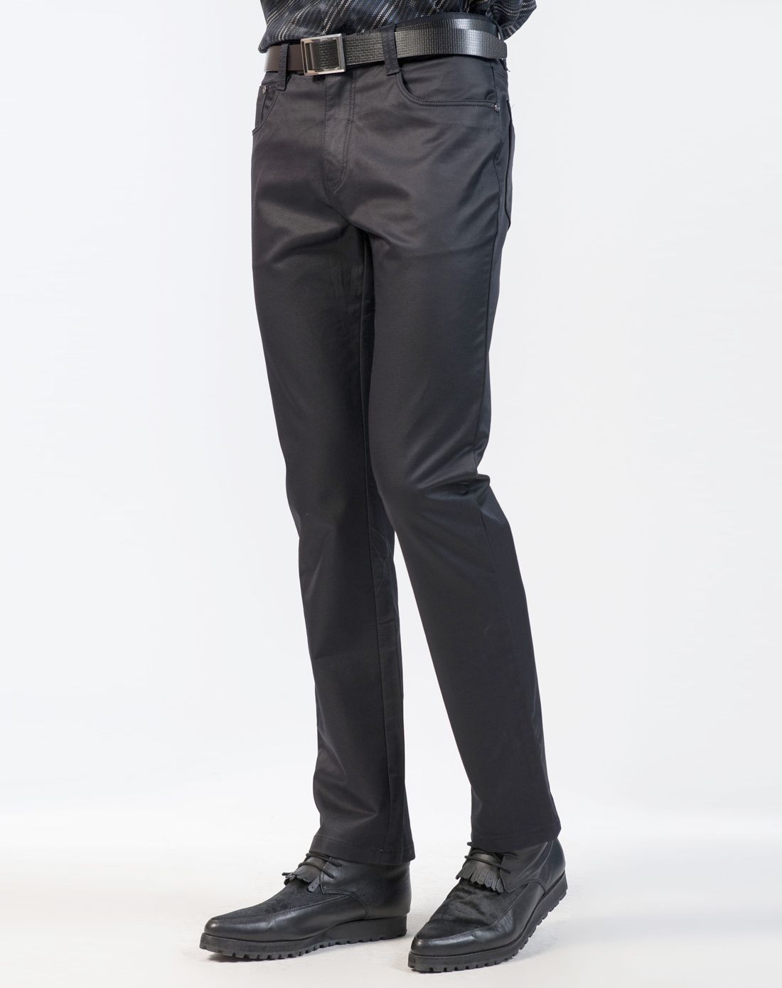 黑色舒适抗皱棉质商务休闲裤