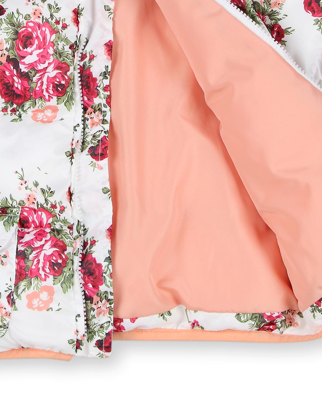 女童白色碎花棉衣棉服