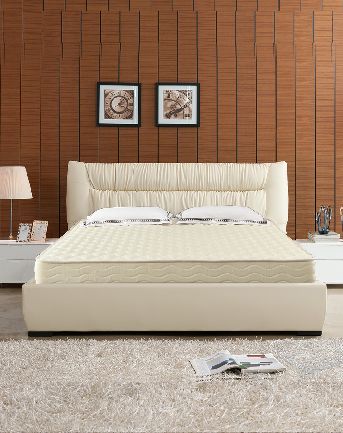 泰坦真皮皮床 艾丽丝加硬护脊床垫