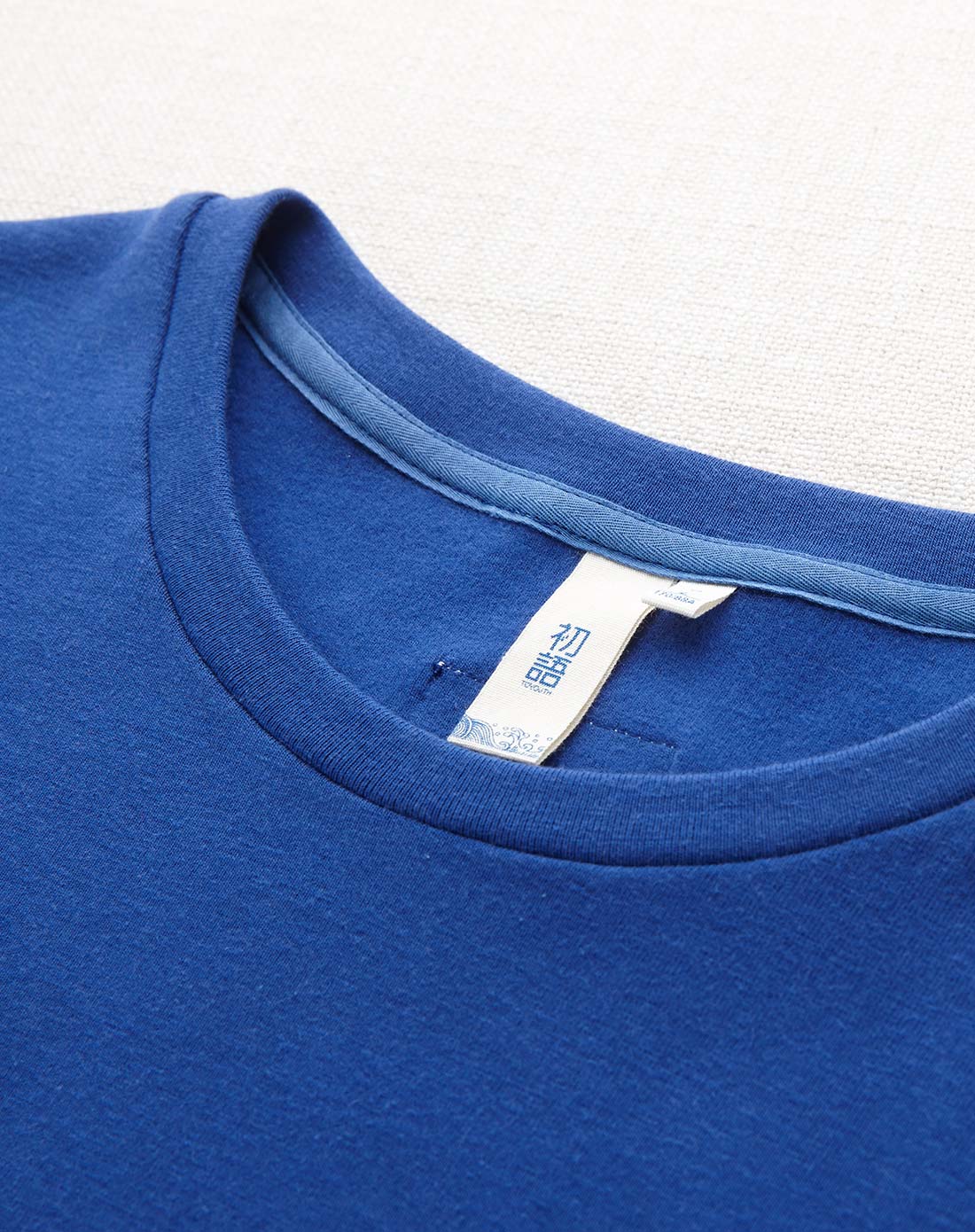 鲜蓝山水画长袖t恤