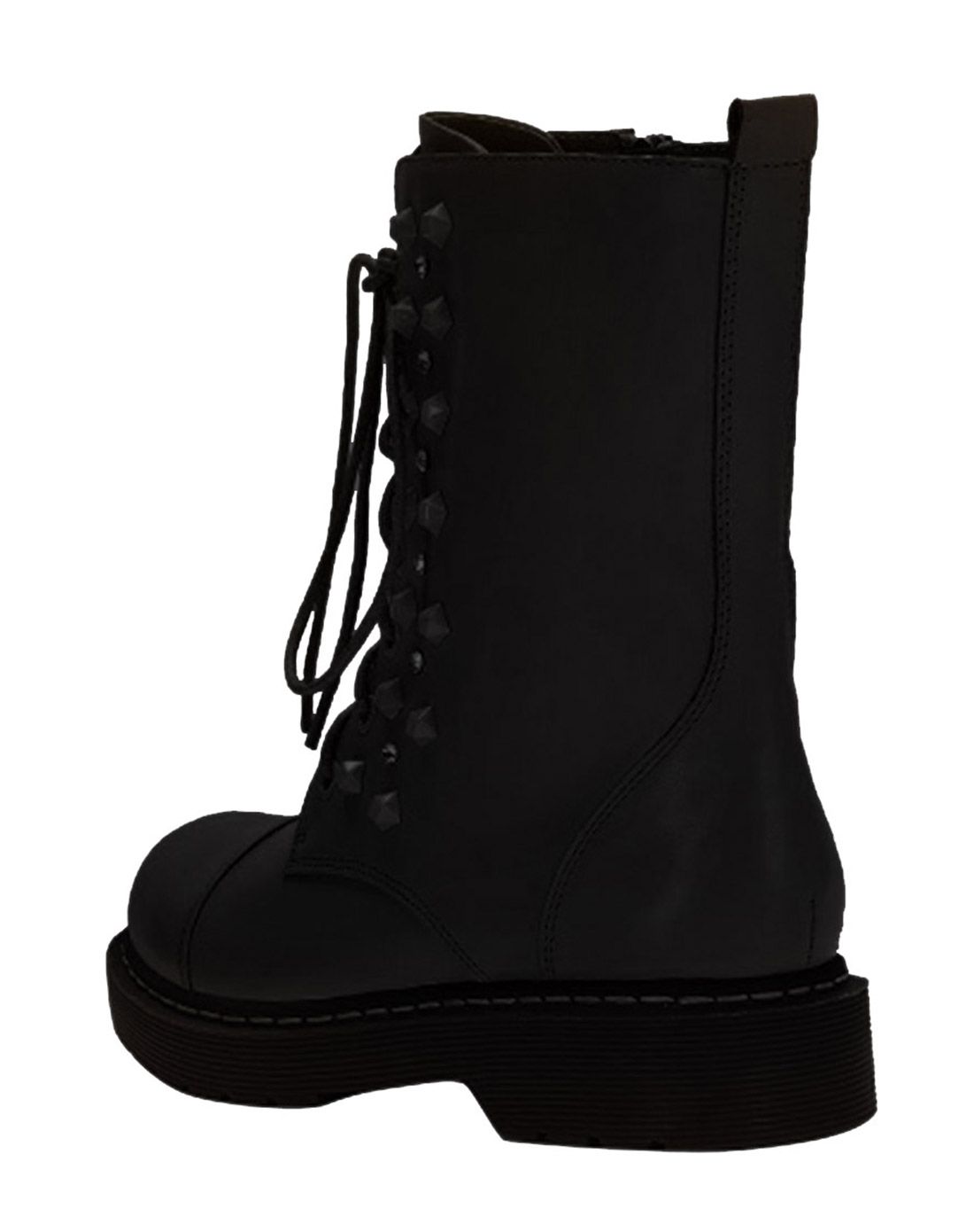 2015秋冬新品黑色牛皮低跟中筒靴