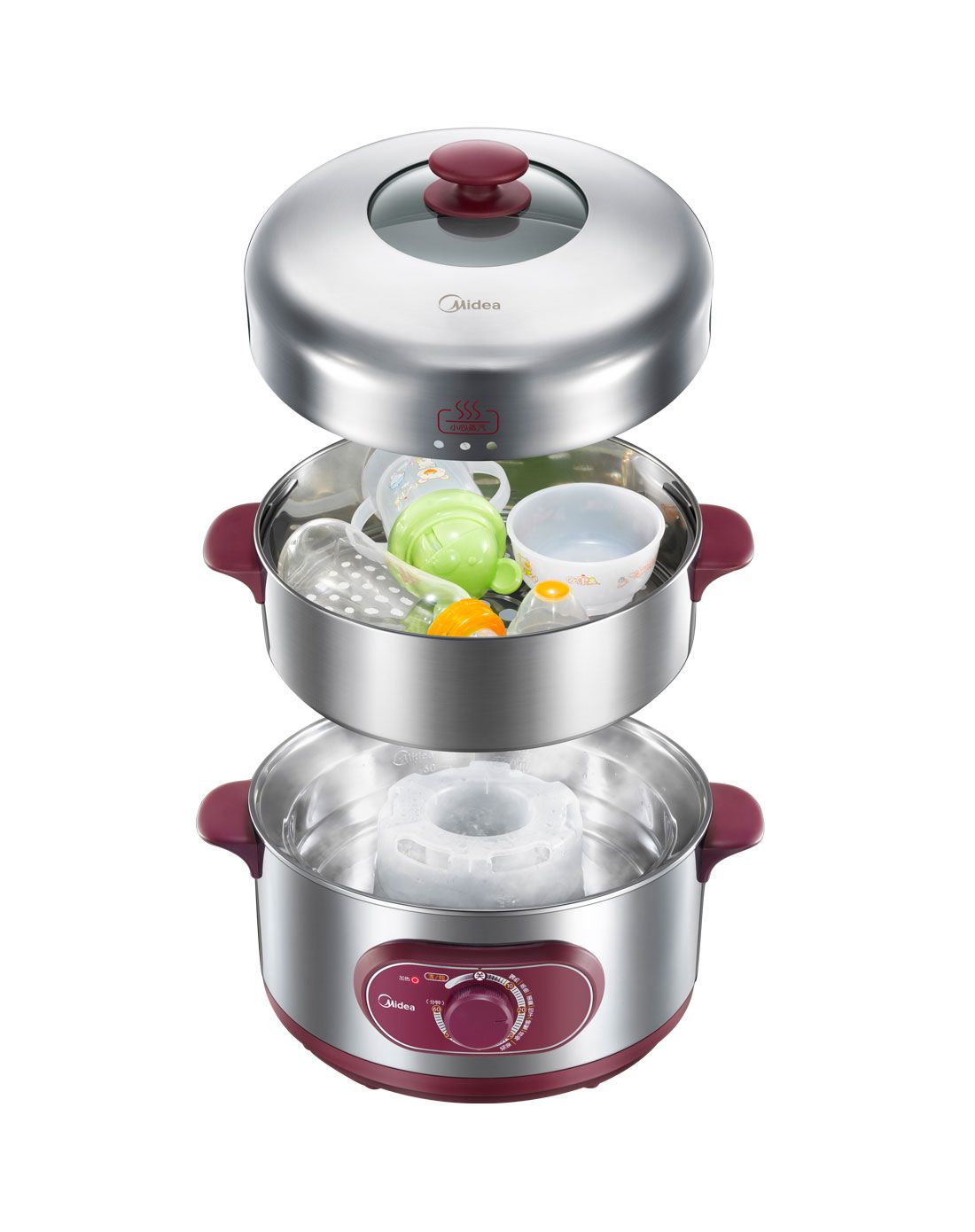 美的不锈钢多功能三层超大容量电蒸锅