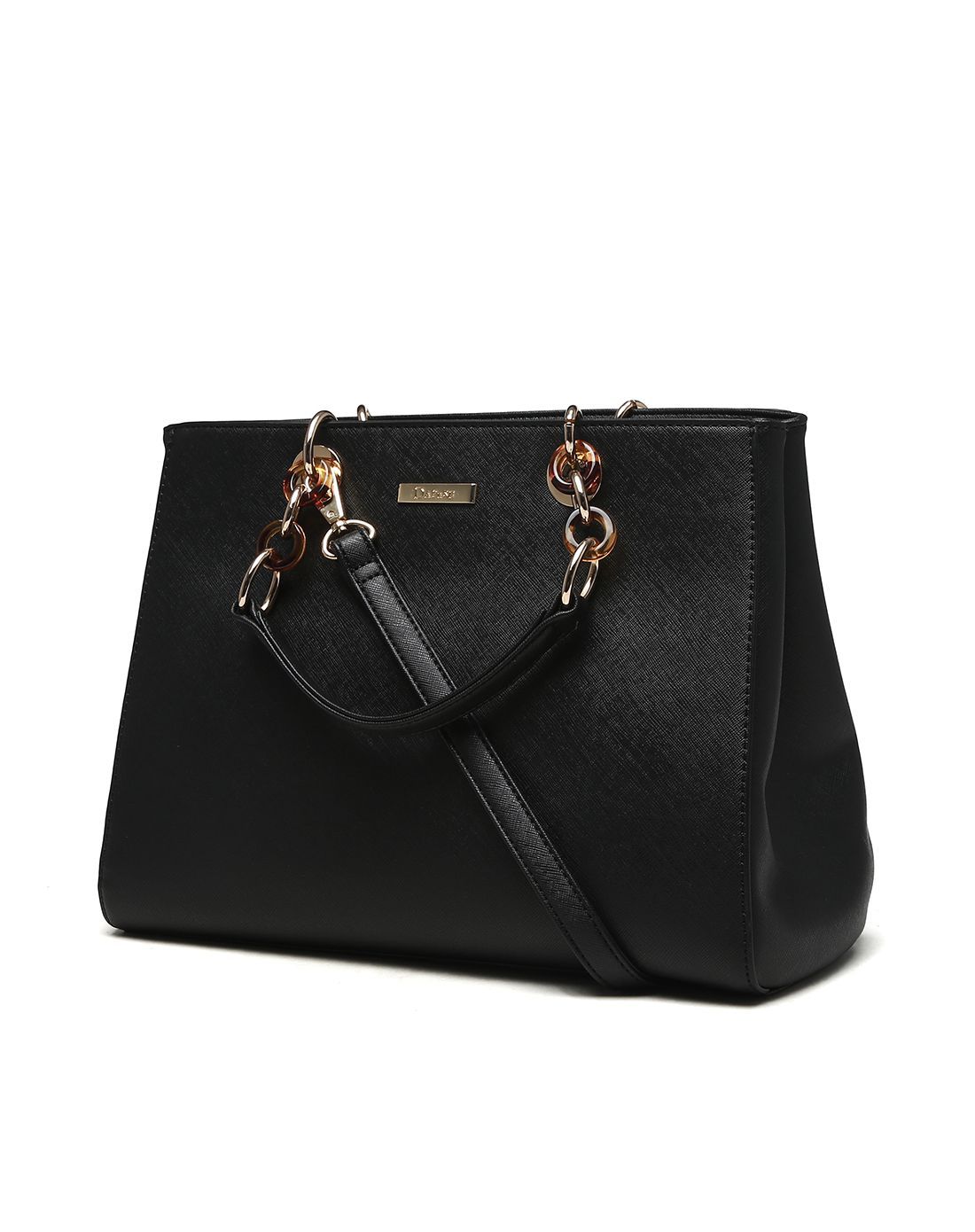 达芙妮大容量新款斜跨黑色手提包