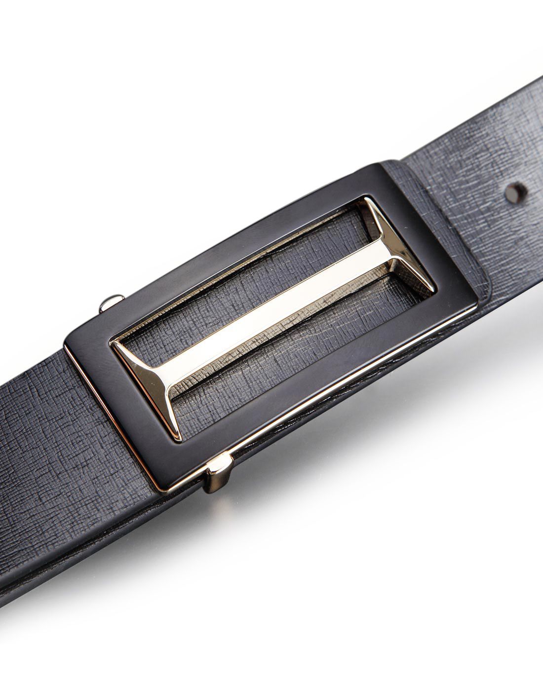 男士金色扣平滑扣腰带