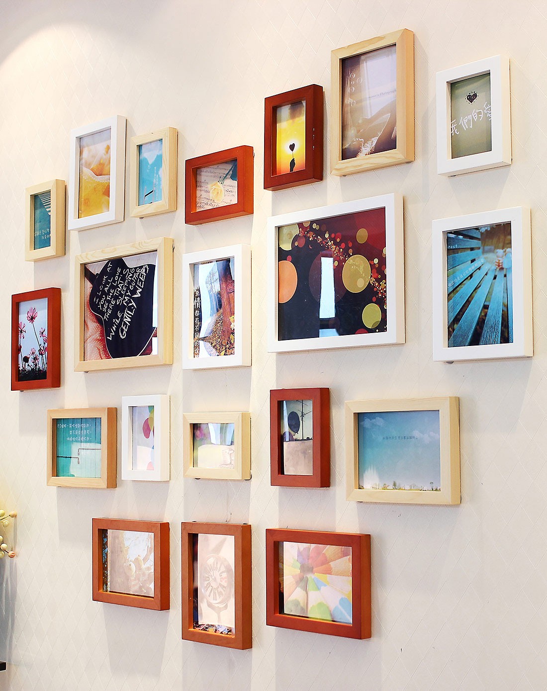 20框浪漫心形婚纱照相片墙白原胡组合