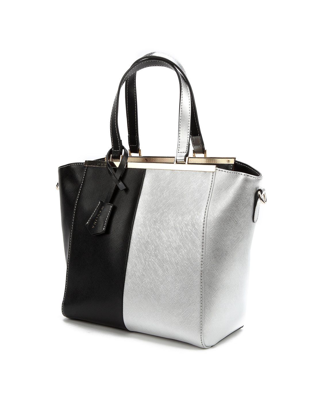 女款大款黑/银手提单肩包