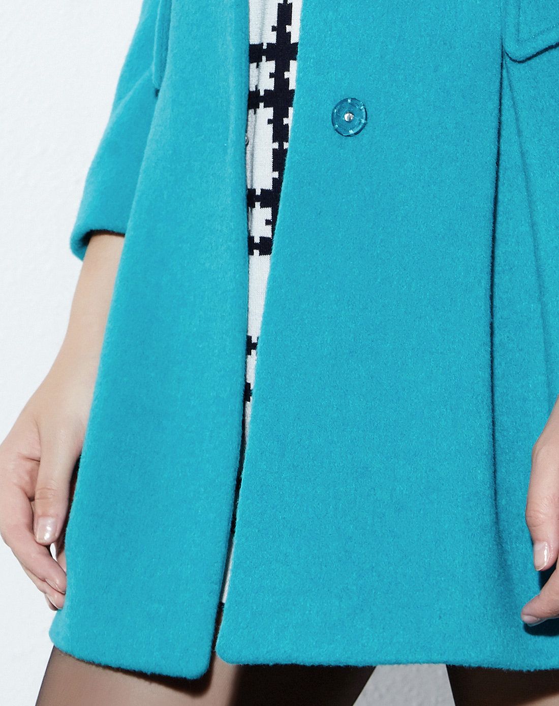 珊瑚绿气质淑女百搭风衣毛呢外套