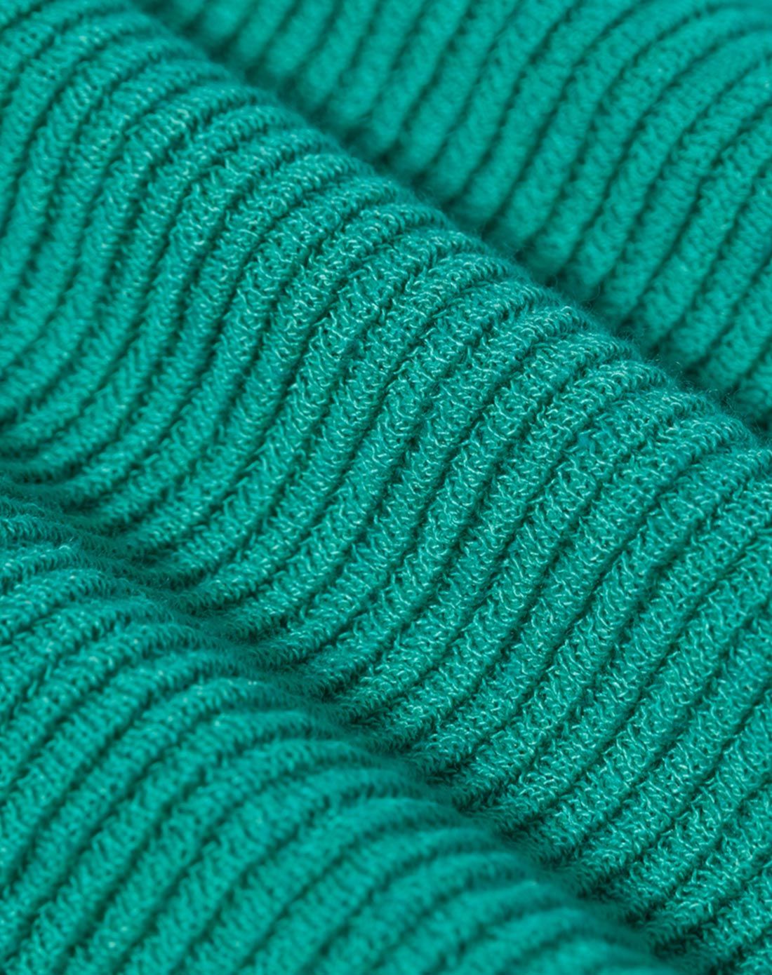 孔雀绿修身简约九分袖纯色针织衫