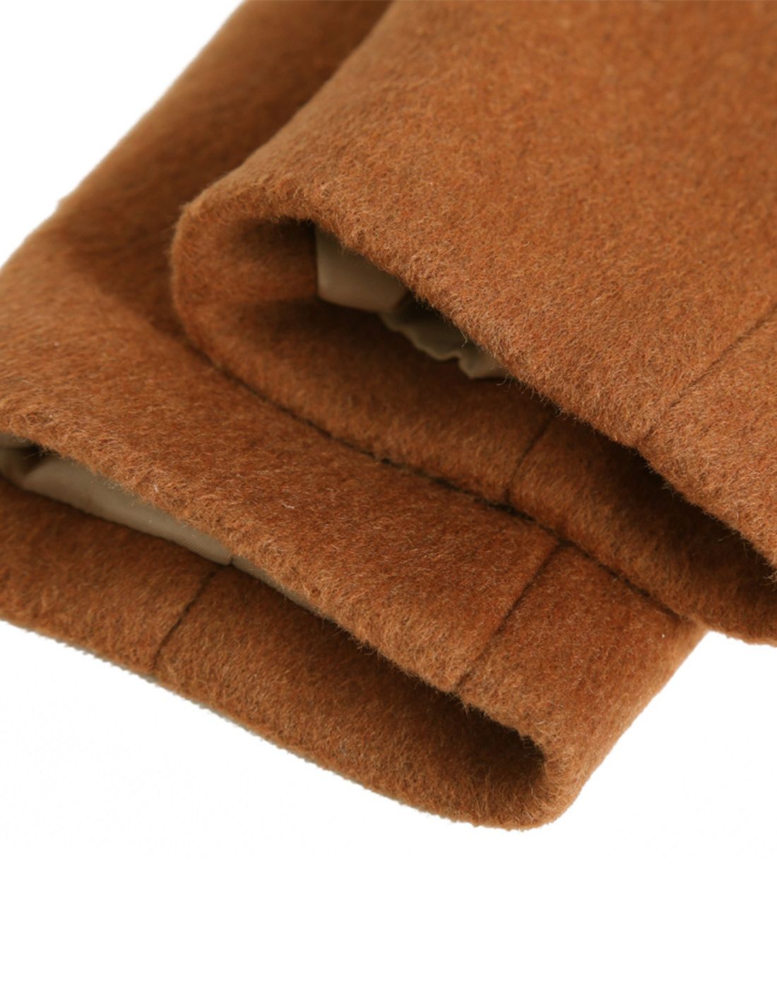 棕色修身双排扣羊毛呢子厚外套