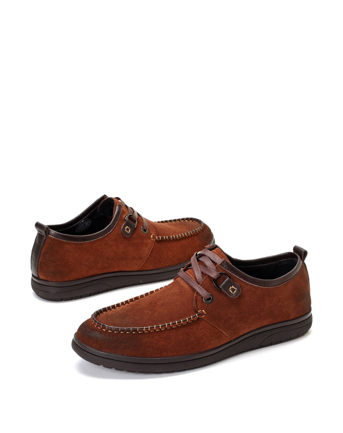 卡文男款棕色磨砂牛皮单鞋