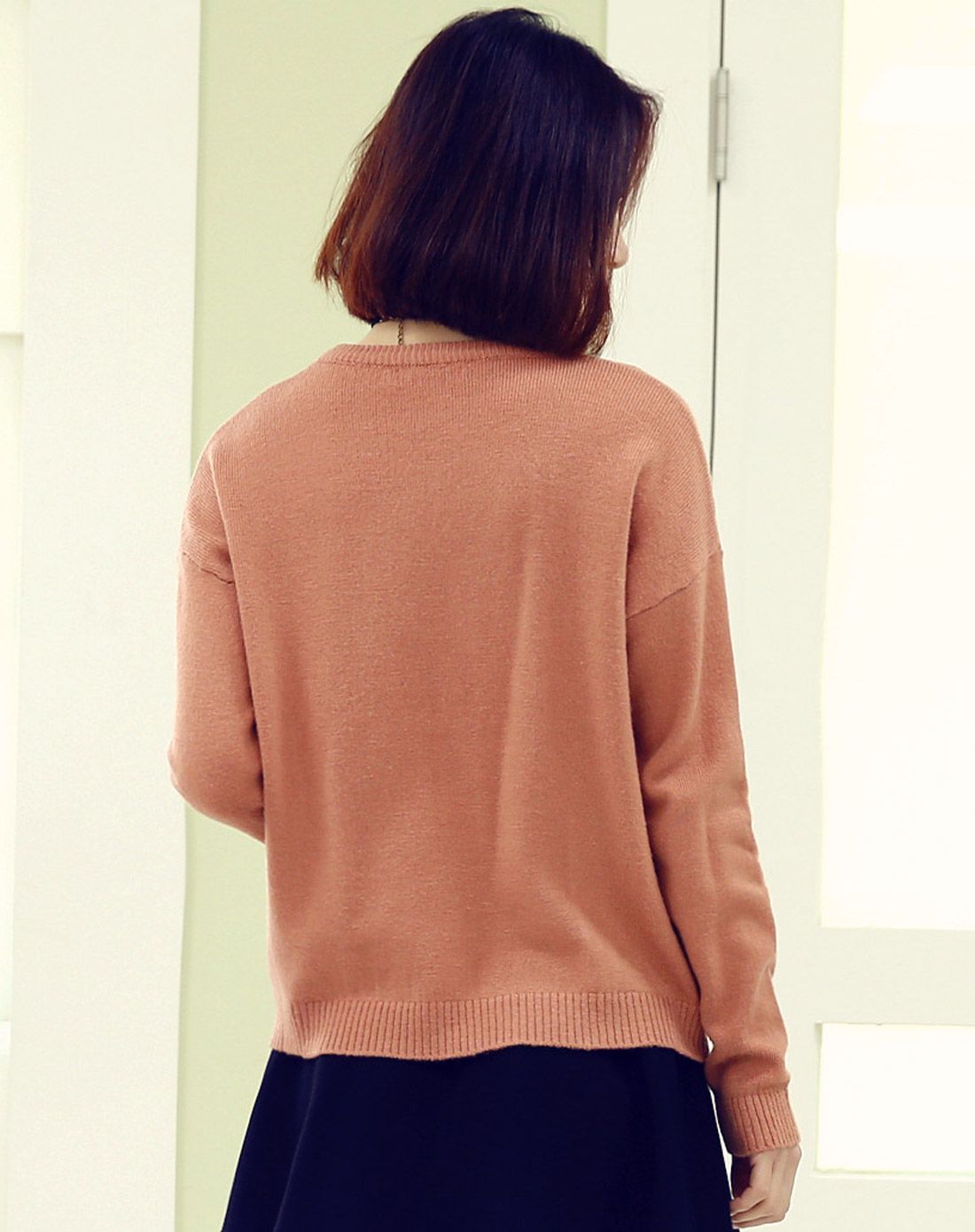 (特惠)深藕粉色长袖针织衫