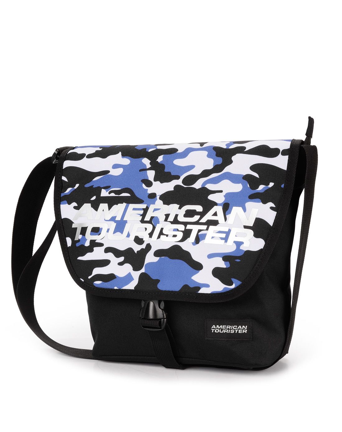 美旅1年全球联保均码迷彩蓝斜跨包