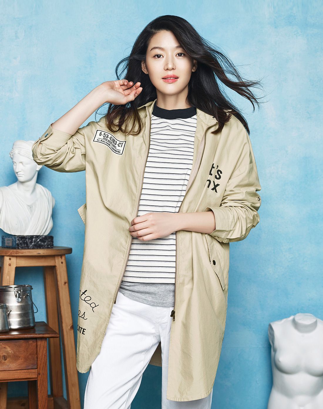 韩都衣舍hstyle卡其色长袖风衣rw52470026_唯品会