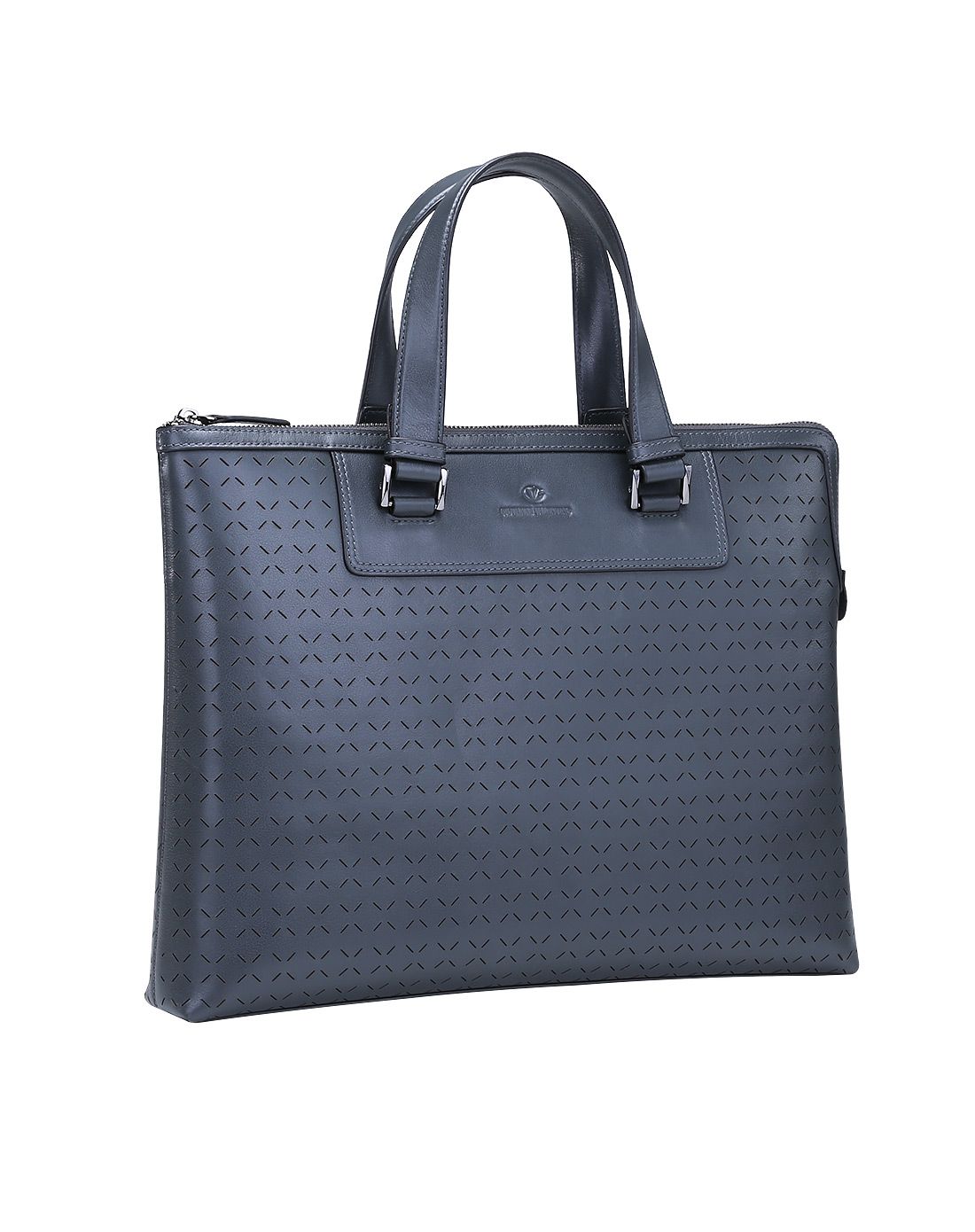 华伦天奴giovanni valentino男女包男款灰色牛皮革时尚简约公文包