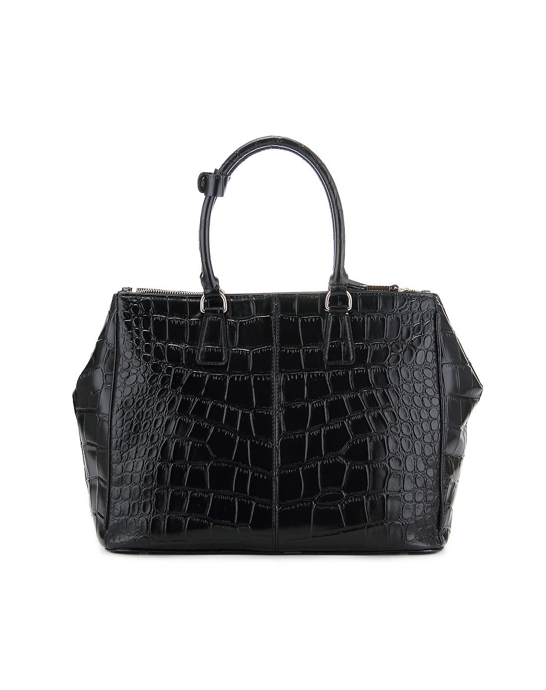 鳄鱼恤crocodile男女包女款黑色牛皮鳄鱼纹复古手提包12311051-01