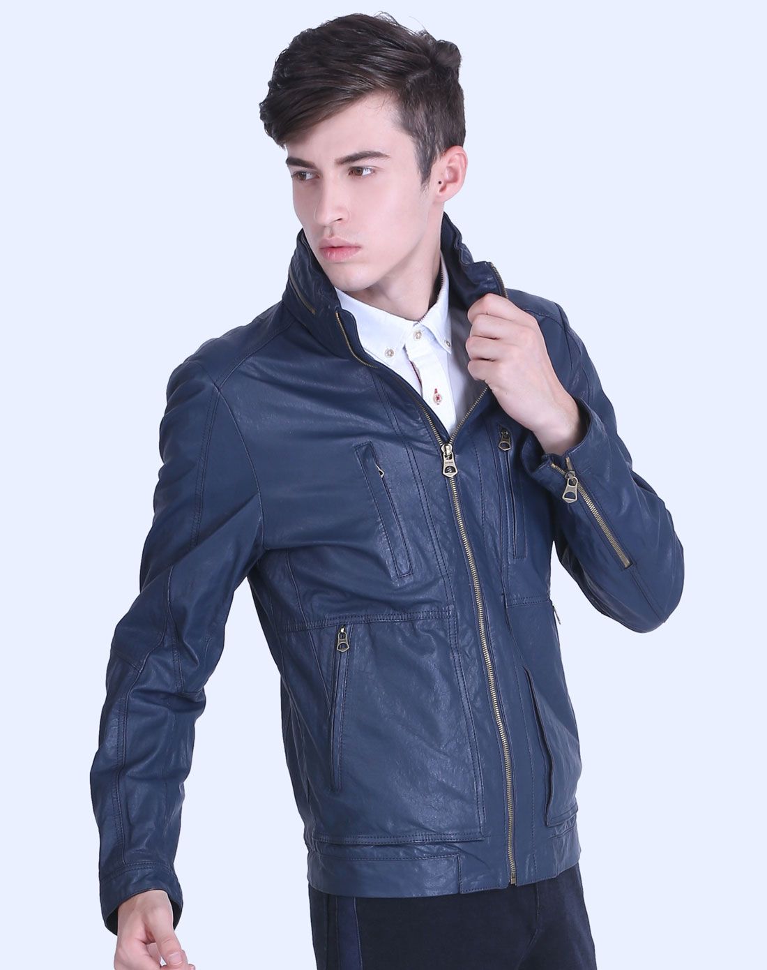 felix buhler蓝色 柔软奢华帅气夹克款绵羊皮衣f4417101-300_唯品会