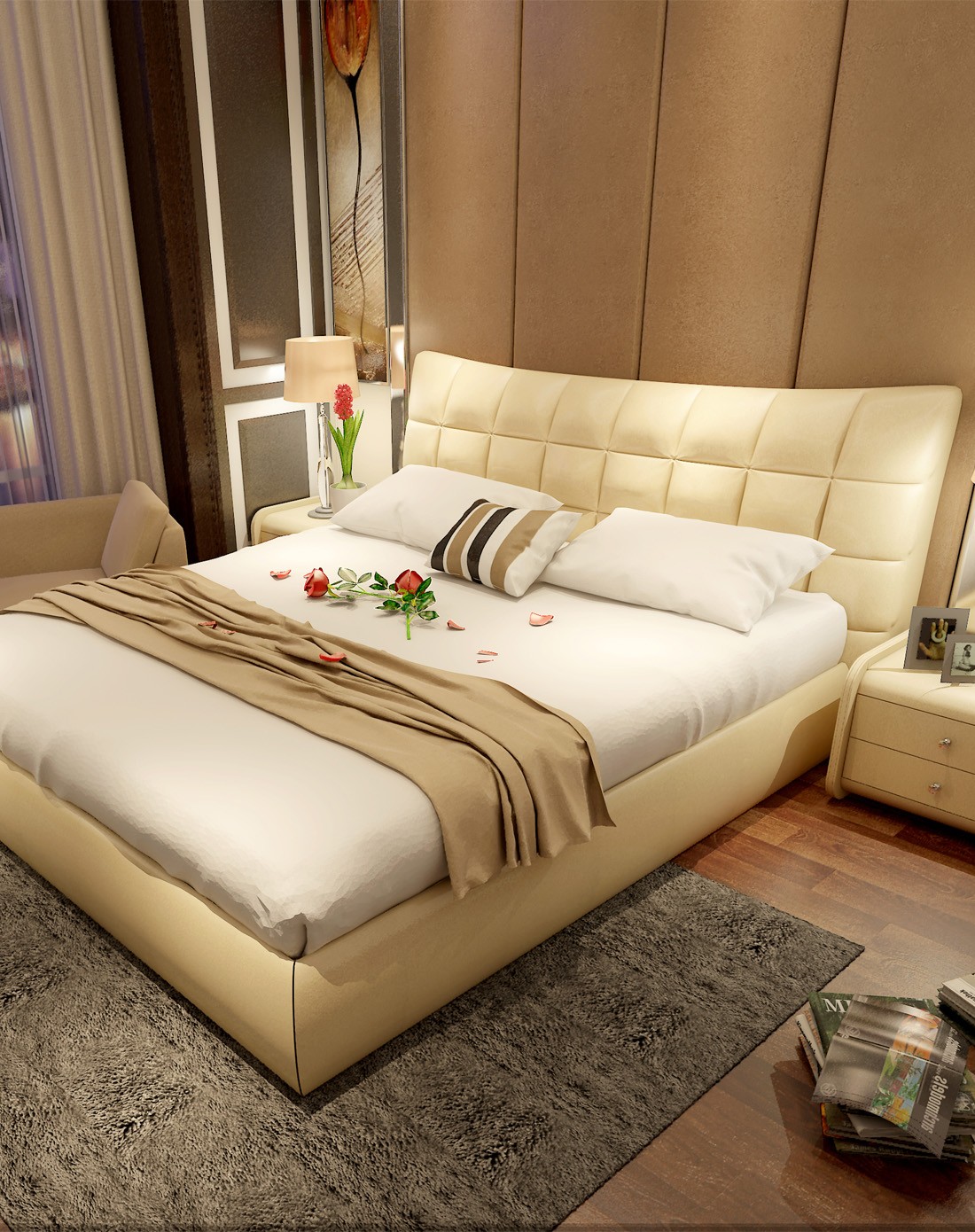 5米 浅卡其色 送床头柜一个