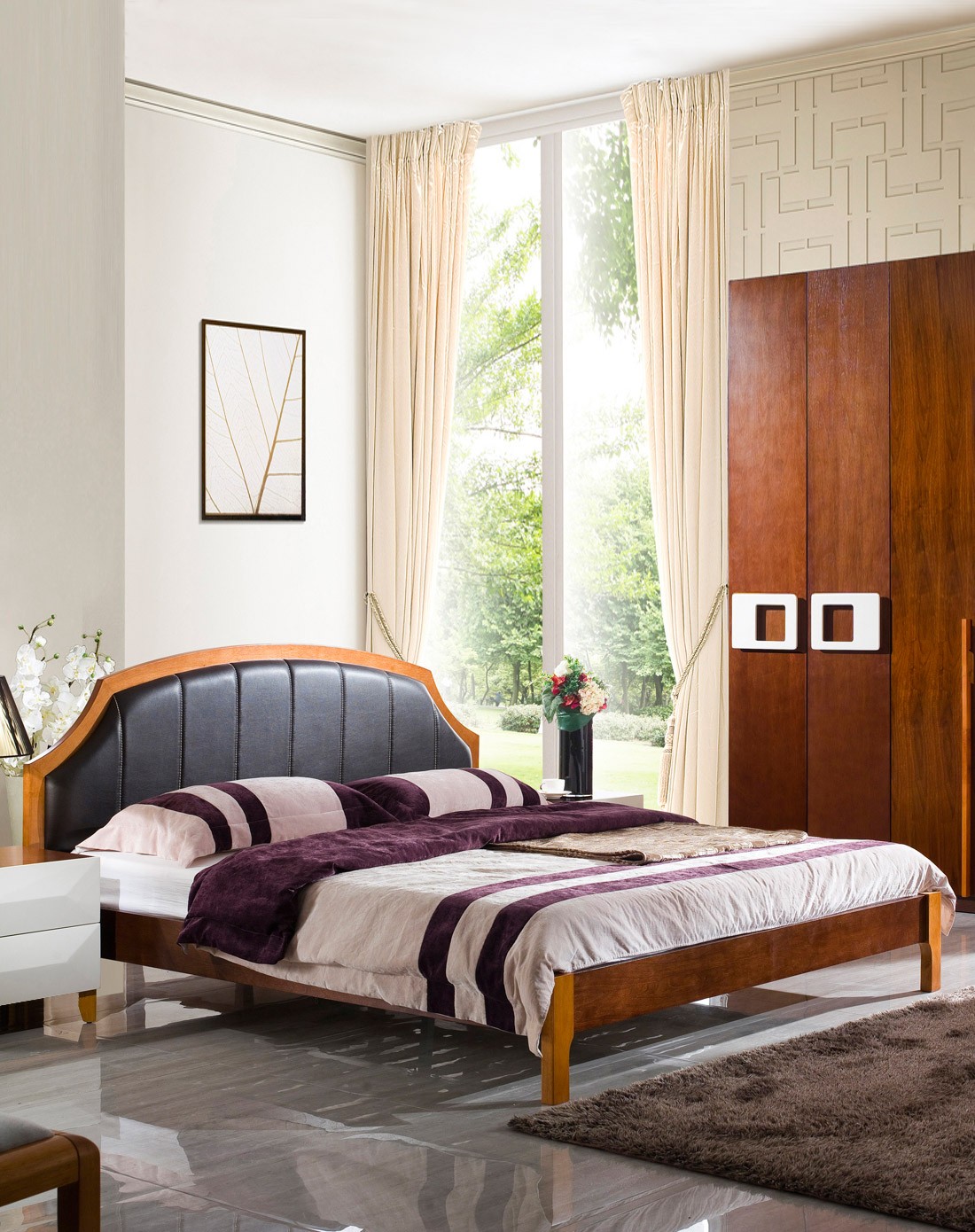 雅林家具专场简约北欧 软靠实木床1.8米 双人床ag036-a1_唯品会