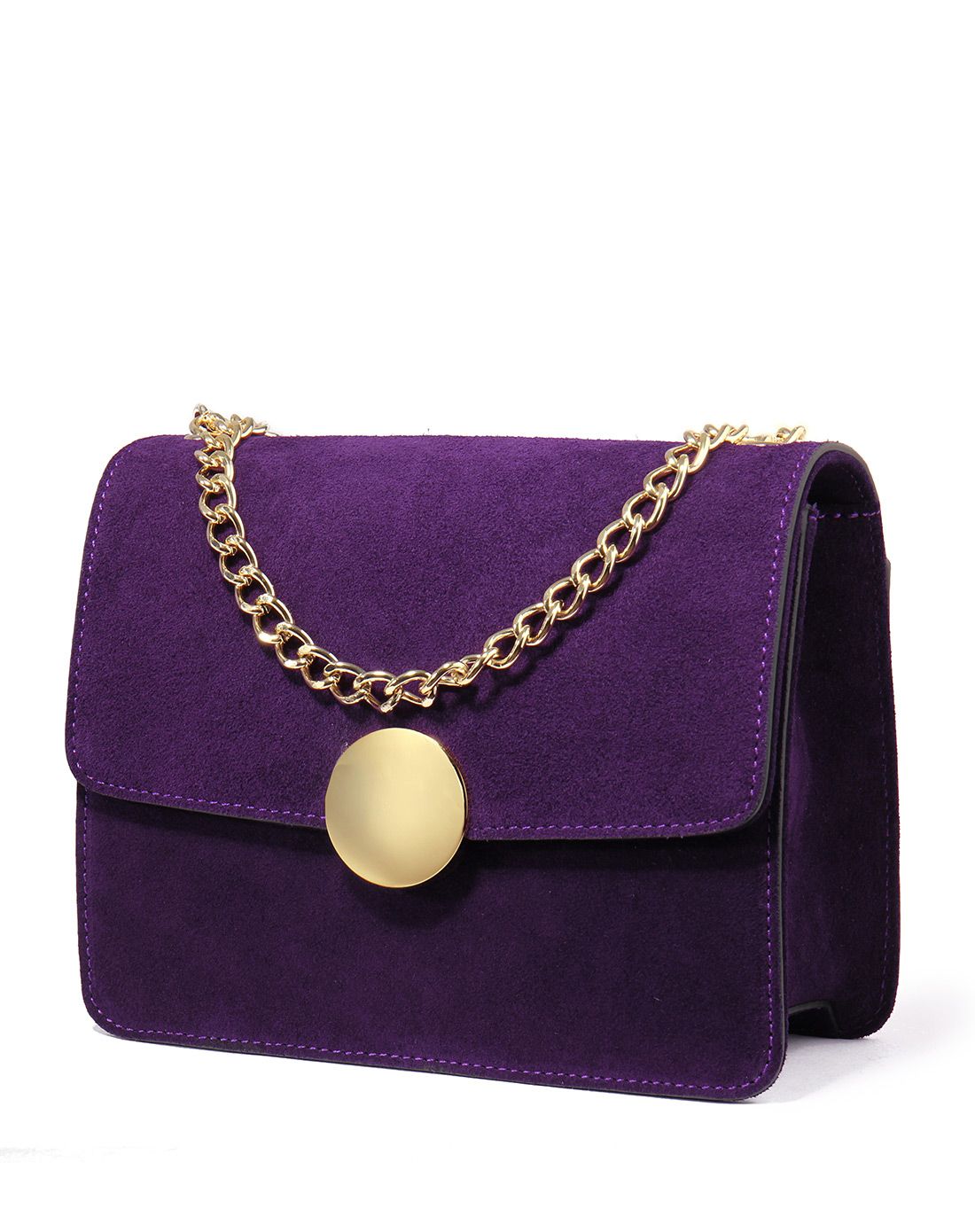 女士紫色牛皮潮流时尚小单肩斜挎包