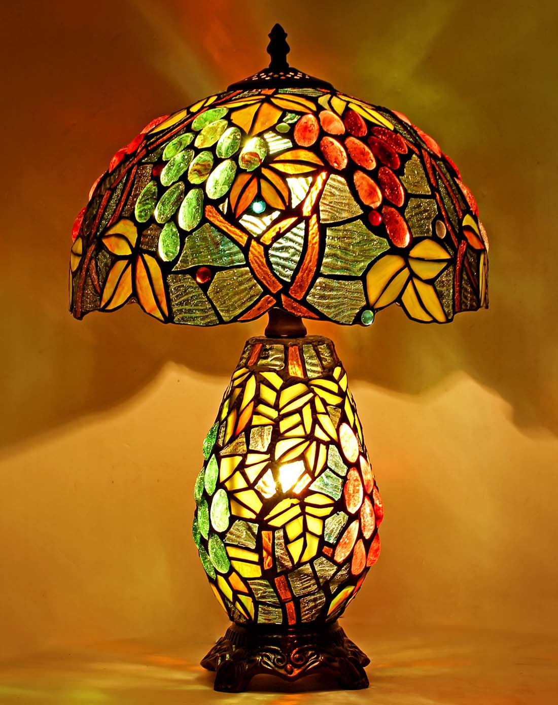 蒂凡尼复古琉璃-子母台灯