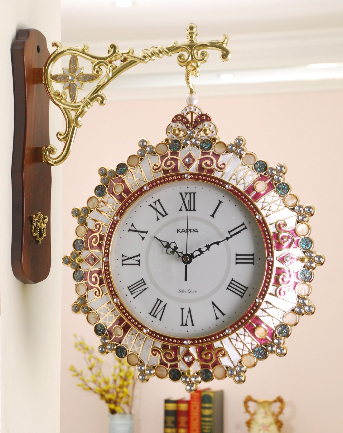 奢华精美双面挂钟