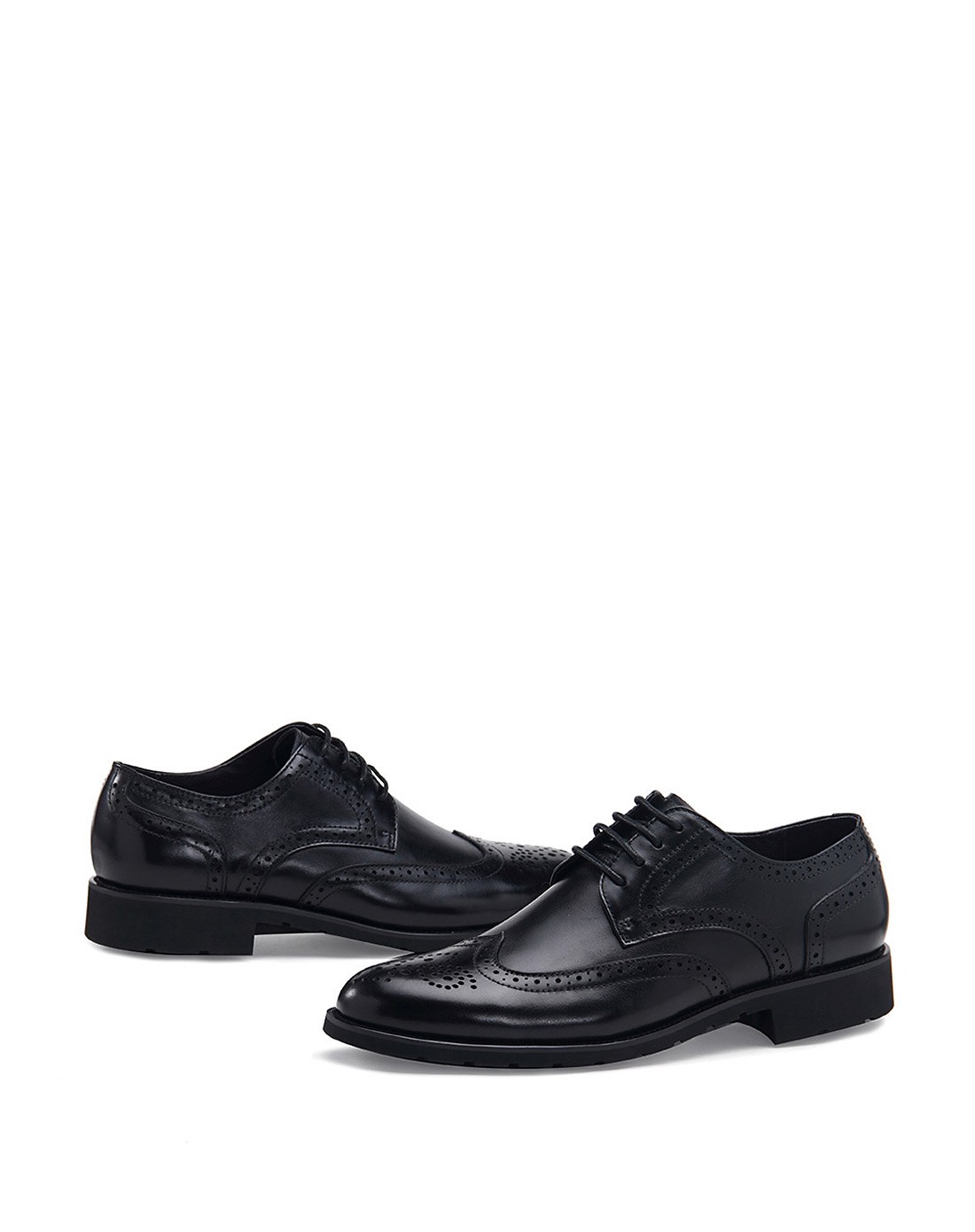 哈森男款黑色头层牛皮单鞋