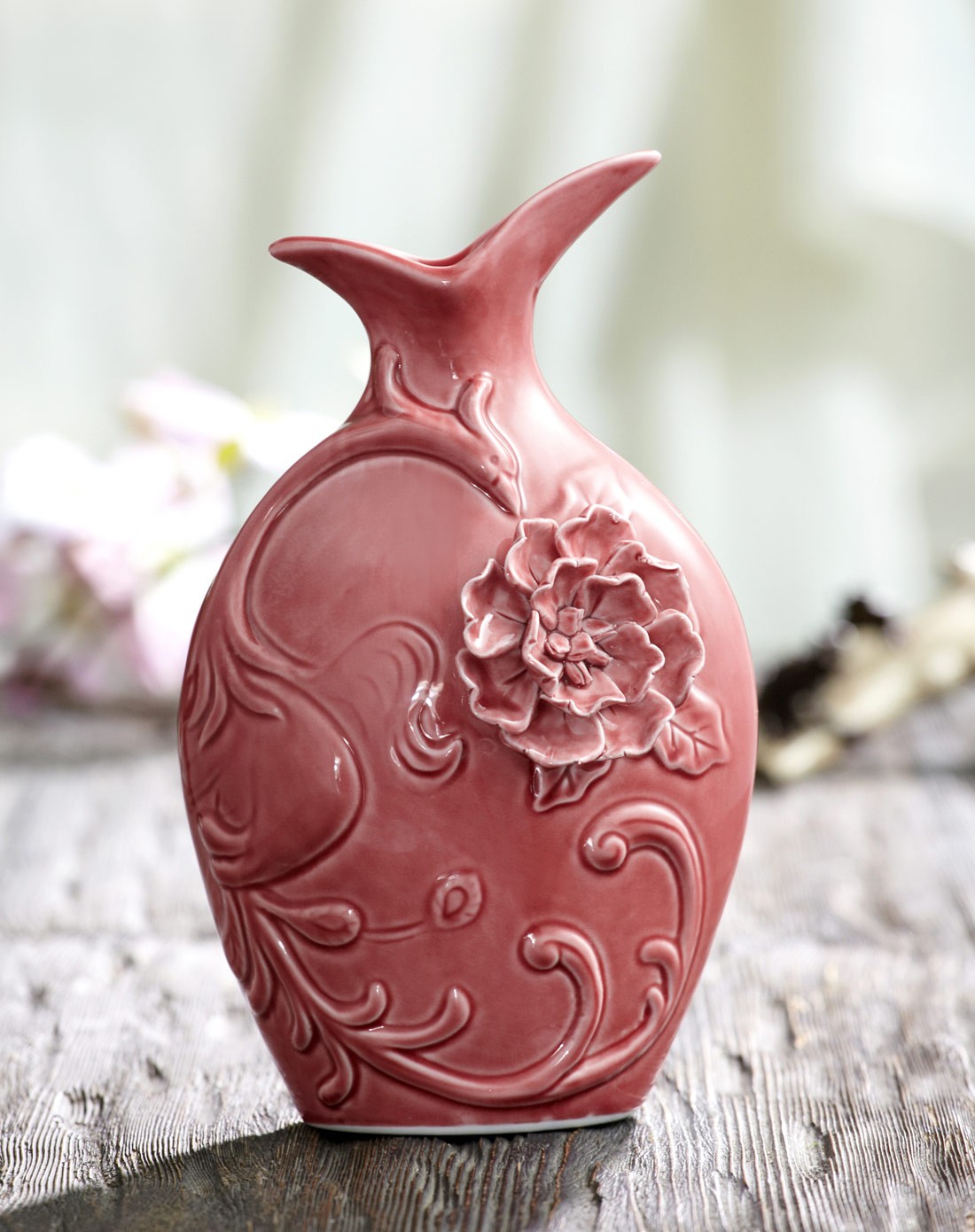 欧式陶瓷浮雕手绘艺术花瓶