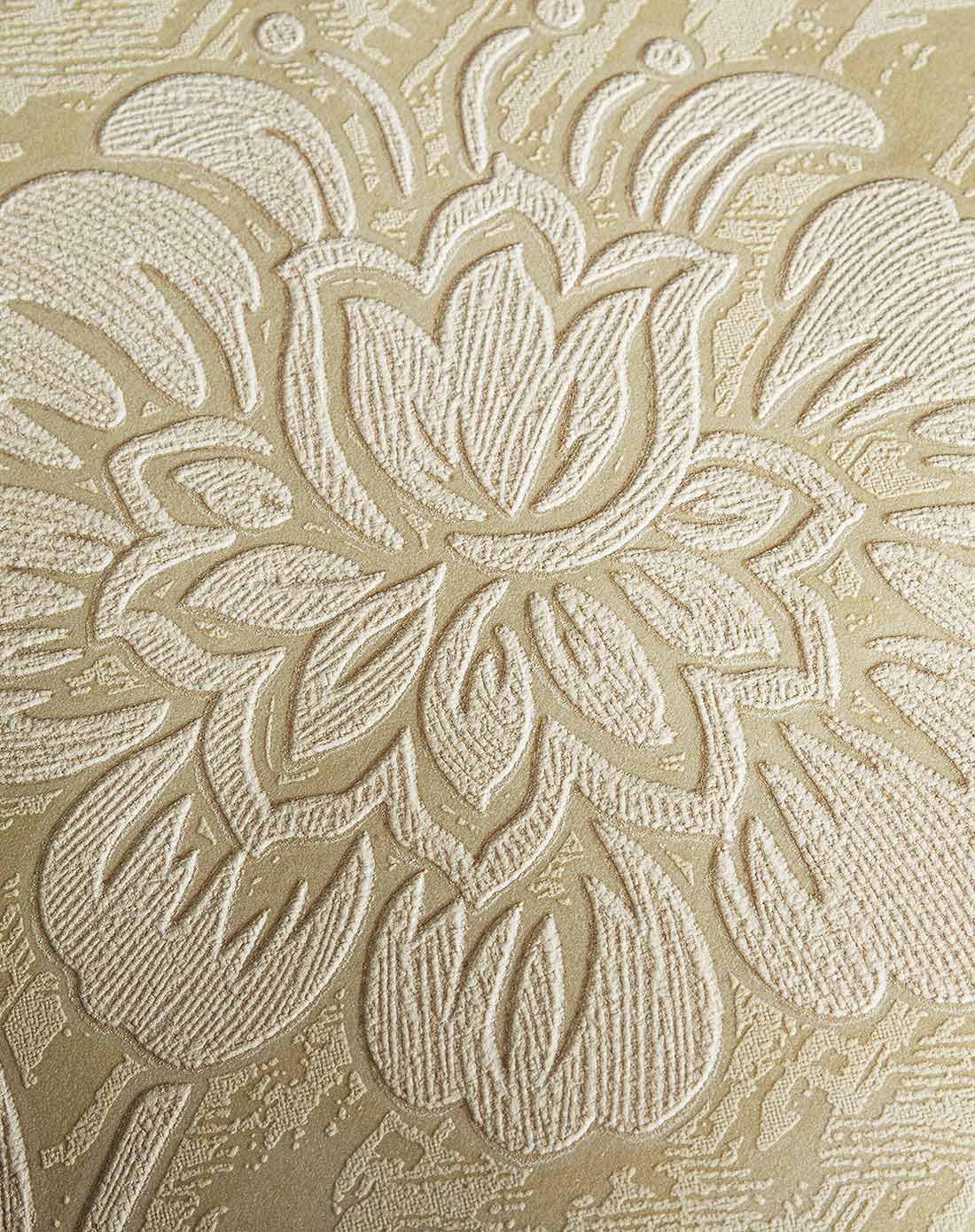 米黄欧式立体3d大花无纺布墙纸