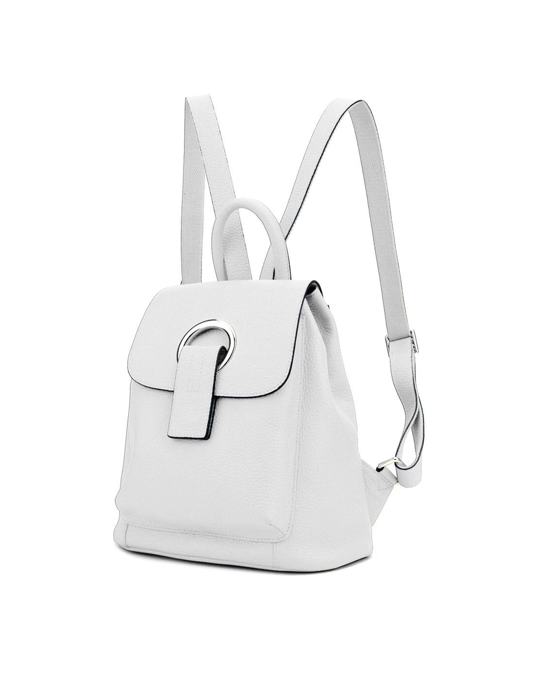 女白色头层牛皮时尚双肩包