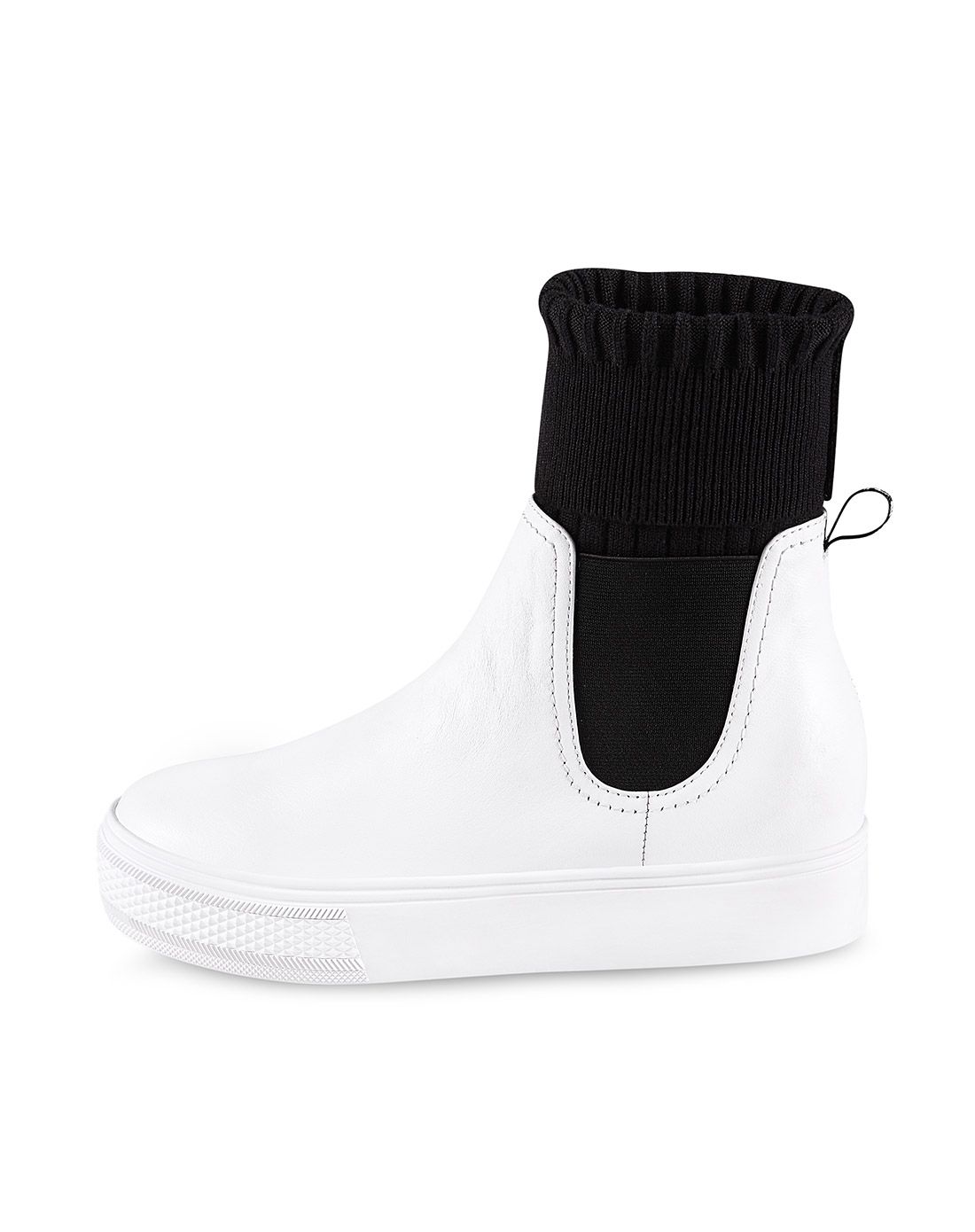 2015冬季 白色牛皮/毛线厚底内增高显瘦弹力休闲短靴