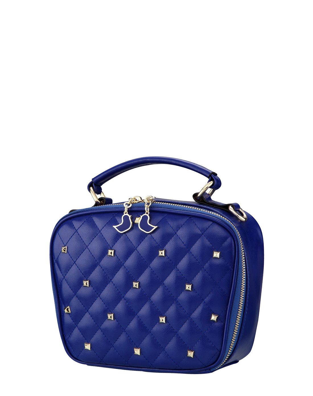 宝蓝纯色亮彩苹果手提包